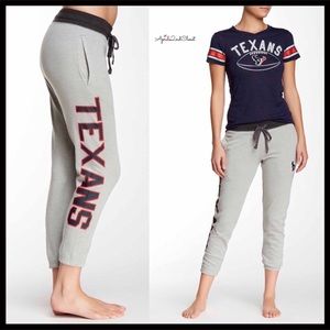 NFL HOUSTON TEXANS JOGGERS CROP KNIT PANTS GREY A3C